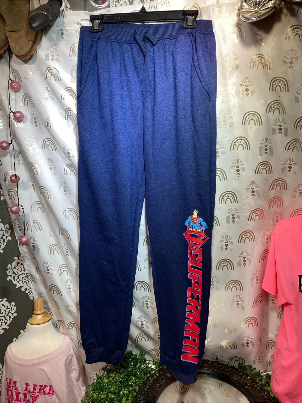 Kids Navy Blue Superman Jogger Pants